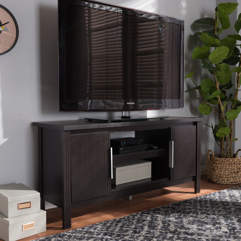 Marley TV Stand Modern Contemporary Wenge Brown Finish for Stylish Living Room Storage and Entertainment Solutions