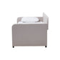 Camelia Sofa Daybed - Modern and Contemporary Beige Fabric Upholstered Button-Tufted with Roll-Out Trundle Guest Bed