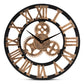 Randolph Wall Clock - Industrial Vintage Style with Black and Distressed Brown Wood Design