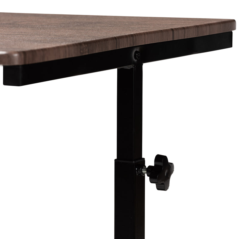 Anisa Height Adjustable Desk Modern Industrial Design with Walnut Finished Wood and Black Metal Frame