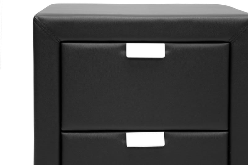 Frey Nightstand - Black Upholstered Modern Design