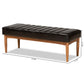 Daymond Dining Bench Mid-Century Modern Dark Brown Faux Leather Upholstered Walnut Brown Finished Wood