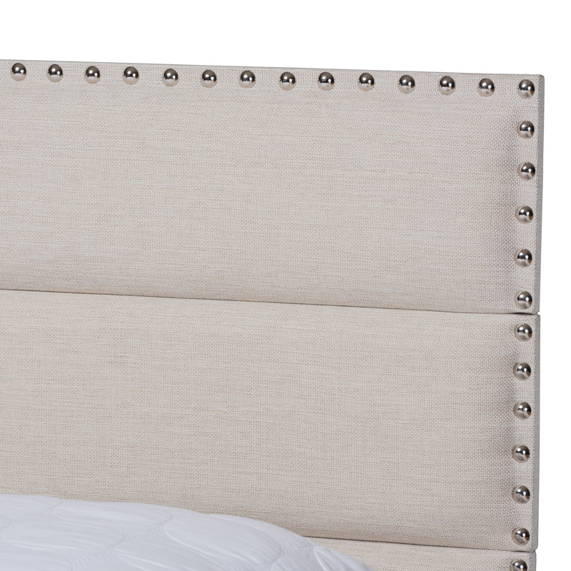 Ansa Bed - Modern and Contemporary Beige Fabric Upholstered