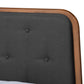 Diantha King Size Platform Bed - Classic Dark Grey Fabric Upholstery with Walnut Brown Wood Frame for Elegant Bedroom Décor