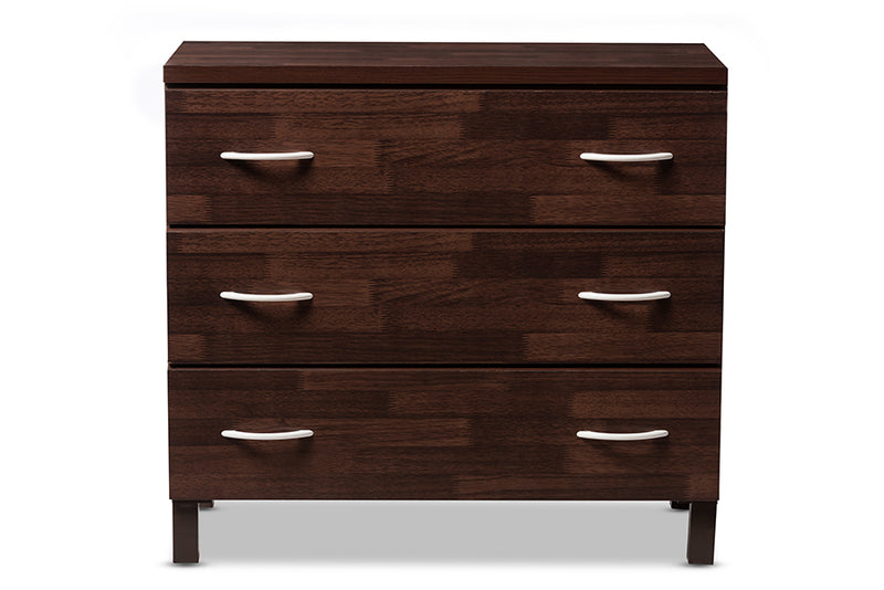 Maison Storage Chest Modern and Contemporary Oak Brown Finish Wood 3-Drawer