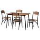 Neona 5-Piece Dining Set Modern Industrial Design with Walnut Brown Wood and Black Metal Accents for Stylish Dining Spaces