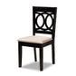 Sanne 7-Piece Dining Set Modern Sand Fabric Upholstered Chairs with Dark Brown Finished Wood Table