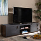 Rikke TV Stand - Modern Two-Tone Gray and Walnut Wood with 2 Drawers for Stylish Living Room Storage