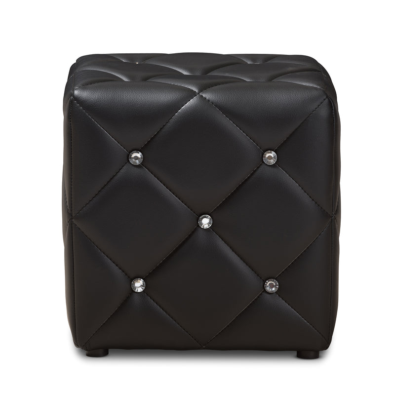 Stacey Ottoman Modern and Contemporary Black Faux Leather Upholstered