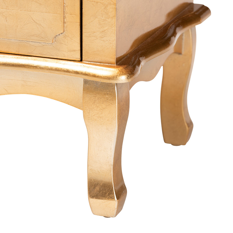 Newton End Table Classic and Traditional Gold Finished Wood 3-Drawer