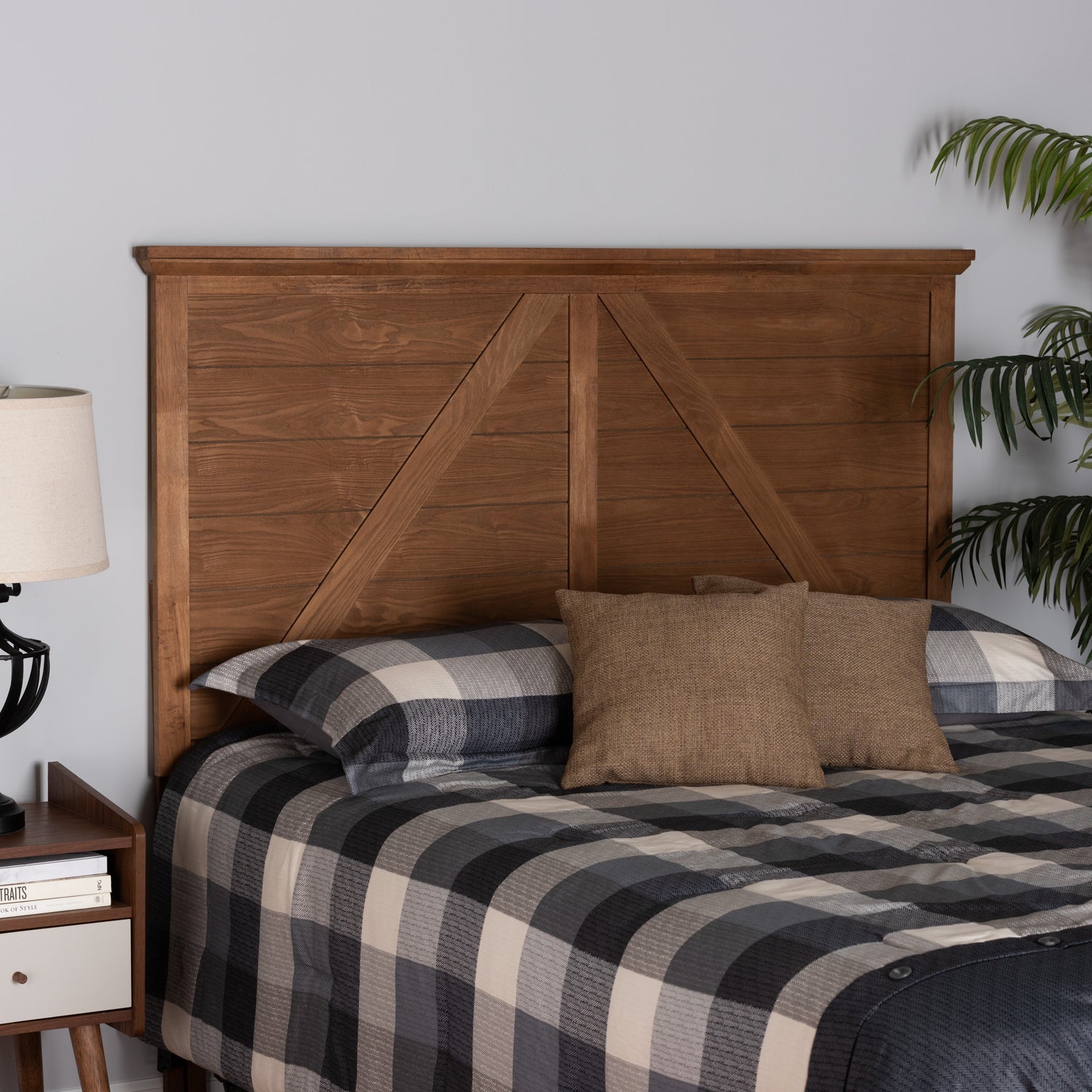 Yorick Classic Queen Size Headboard in Ash Walnut Finish, Elegant Wood Design for Timeless Bedroom Style