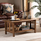 Rylie Coffee Table - Traditional Mission Style in Walnut Brown Finish, Rectangular Wood Design for Elegant Living Rooms