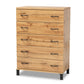 Maison 5-Drawer Storage Chest in Modern Oak Brown Finished Wood for Stylish Organization and Space-Saving Solutions