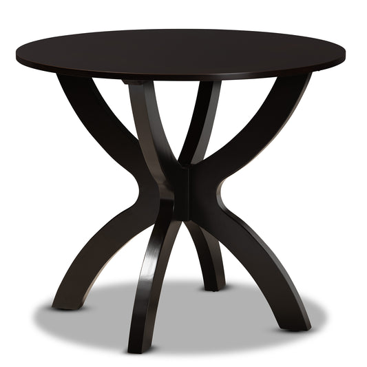 Tilde Dining Table Modern and Contemporary Dark Brown Finished 35-Inch Wide Round Wood