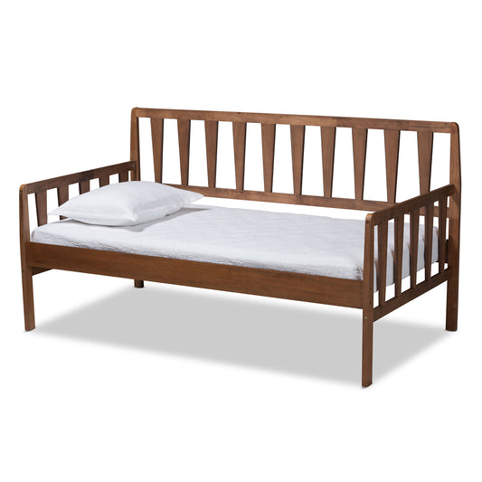 Midori Twin Size Daybed Modern Contemporary Design in Walnut Brown Finished Wood