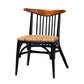 Parthenia Mid-Century Modern Dining Chair in Two-Tone Black and Walnut, Crafted from Mahogany with Natural Rattan Accents