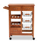 Crayton Mobile Kitchen Storage Cart - Modern Design with Oak Brown Wood and Silver-Tone Metal Accents