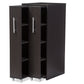 Lindo Bookcase Dark Brown Wood Shelving Cabinet with Two Pull-out Doors for Stylish Storage and Organization