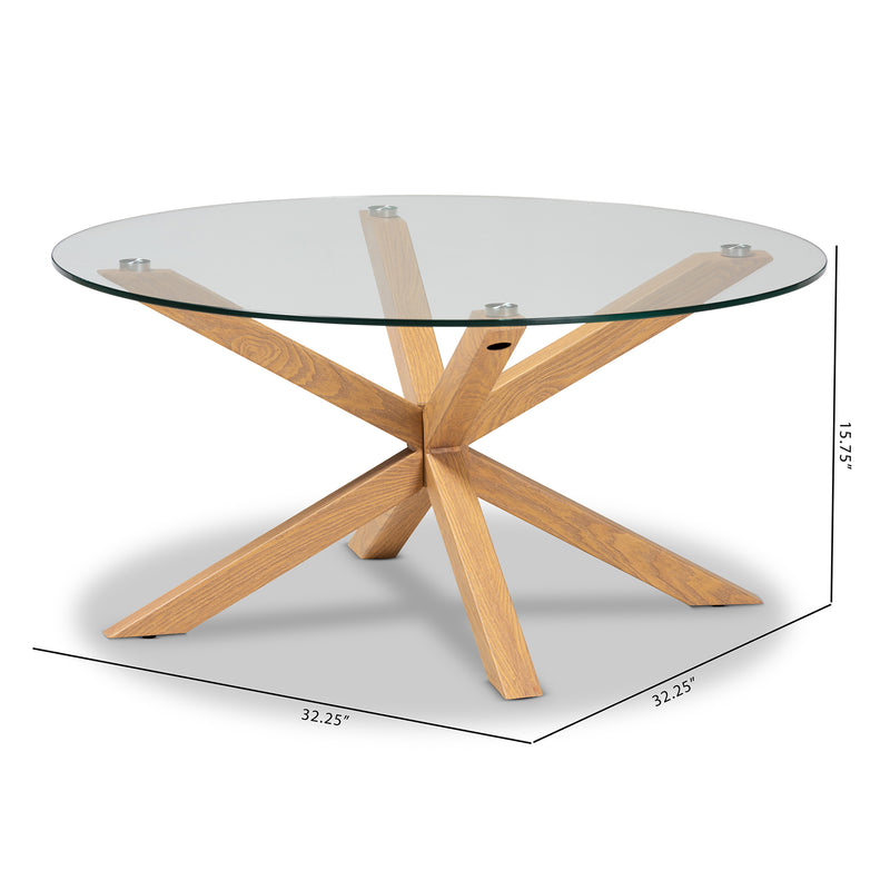 Lida Coffee Table - Modern Contemporary Design with Glass and Wood Finish, Stylish Living Room Furniture