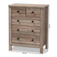 Derek 5-Drawer Chest Modern Rustic Oak Finished Wood Storage Solution for Bedroom or Living Room