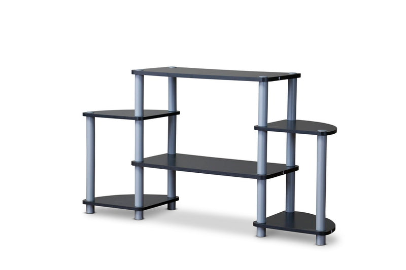 Orbit 3-Tier TV Stand in Black and Silver - Modern Entertainment Center with Storage for TVs and Media Devices