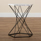 Oberon Modern Black Metal End Table with Faux Marble Top - Stylish Accent Furniture for Living Room or Bedroom