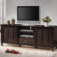 Unna TV Cabinet 70-Inch Dark Brown Wood with 2 Sliding Doors and Drawer