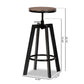 Maritta Vintage Industrial Rustic Bar Stool Set 2-Piece Adjustable Swivel Design with Walnut Wood and Black Metal Frame