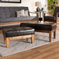 Lenza Rustic Dark Brown Faux Leather Ottoman Set 2-Piece Upholstered Wood Furniture for Living Room or Bedroom Decor