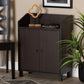 Rossin Shoe Storage Cabinet Modern and Contemporary Walnut Brown Finished 2-Door Wood Entryway with Open Shelf