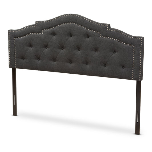 Edith Modern and Contemporary Dark Grey Fabric Headboard