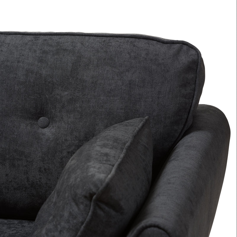 Miranda Sofa Mid-Century Modern Dark Grey Fabric Upholstered