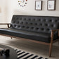 Sorrento Sofa Mid-century Retro Modern Black Faux Leather Upholstered Wooden 3-seater