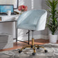 Ravenna Office Chair Contemporary Glam and Luxe Aqua Velvet Fabric and Gold Metal Swivel