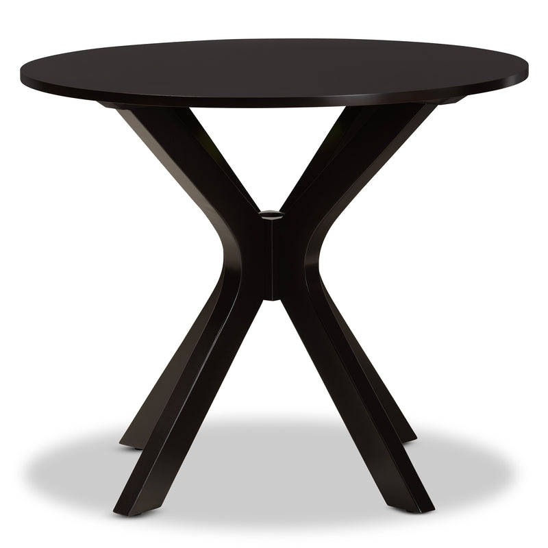 Kenji Dining Table Modern and Contemporary Dark Brown Finished 35-Inch Wide Round Wood