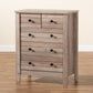 Derek 5-Drawer Chest Modern Rustic Oak Finished Wood Storage Solution for Bedroom or Living Room