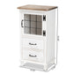 Faron Storage Cabinet Classic Farmhouse Style Two-Tone Distressed White and Oak Brown Finish with 2 Drawers for Organized Storage