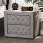 Lepine Nightstand - Modern and Contemporary Gray Fabric Upholstered 2-Drawer Wood Design