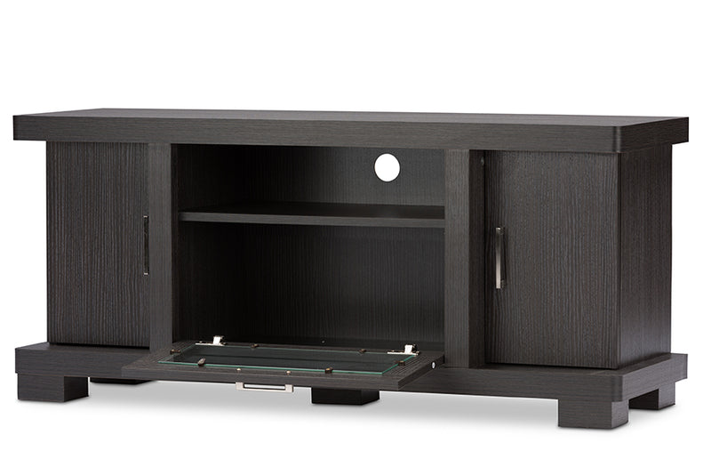 Viveka TV Cabinet 47-Inch Greyish Dark Brown Wood with 2 Doors