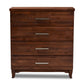 Ella Modern 4-Drawer Chest in Warm Oak Brown Finish, Stylish Storage for Bedroom or Living Room