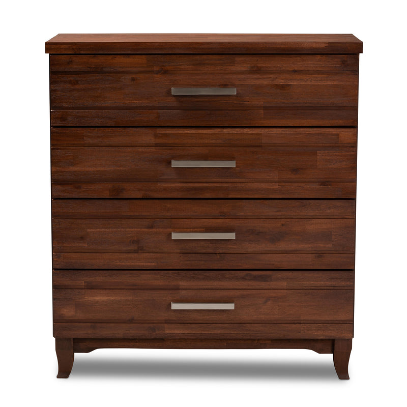 Ella Modern 4-Drawer Chest in Warm Oak Brown Finish, Stylish Storage for Bedroom or Living Room