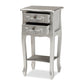 Eliya End Table Classic and Traditional Brushed Silver Finished Wood 2-Drawer