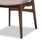 Daria 7-Piece Dining Set in Mid-Century Modern Style with Warm Grey Fabric and Dark Brown Wood Finish