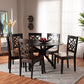 Miela Dining Set Modern and Contemporary Dark Brown Finished Wood 7-Piece