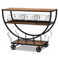 Frieda Console Cart Rustic Industrial Farmhouse Design with Walnut Brown Wood and Black Metal Accents