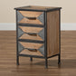 Laurel Rustic Industrial End Table with 3 Drawers in Antique Grey Metal and Whitewashed Oak Finish