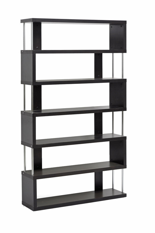 Barnes Bookcase Dark Brown Six-Shelf Modern