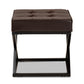 Magnus Ottoman Stool Modern Dark Brown Faux Leather Upholstered with Black Metal Base Stylish Accent Furniture for Living Room or Bedroom