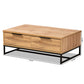 Franklin Coffee Table - Modern Contemporary Design with Oak Brown Wood and Black Metal, Featuring 2 Storage Drawers