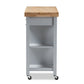 Hayward Kitchen Cart Coastal Farmhouse Style Light Grey Wood Mobile Storage Solution with Shelves and Wheels